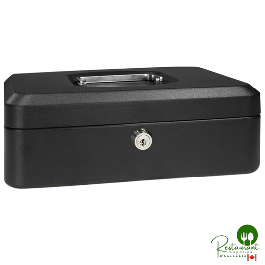 Barska CB11830 8" x 6 5/16" x 3 1/2" Small Black Steel Cash Box with Key Lock and Handle