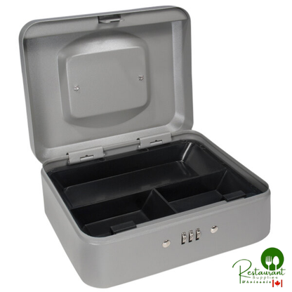 Barska CB11784 8" x 6 5/16" x 3 1/2" Small Gray Steel Cash Box with Combination Lock and Handle