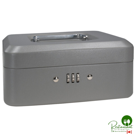 Barska CB11784 8" x 6 5/16" x 3 1/2" Small Gray Steel Cash Box with Combination Lock and Handle