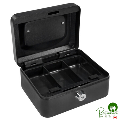 Barska CB11828 6" x 4 1/2" x 3 1/8" Extra Small Black Steel Cash Box with Key Lock and Handle