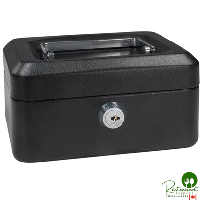 Barska CB11828 6" x 4 1/2" x 3 1/8" Extra Small Black Steel Cash Box with Key Lock and Handle
