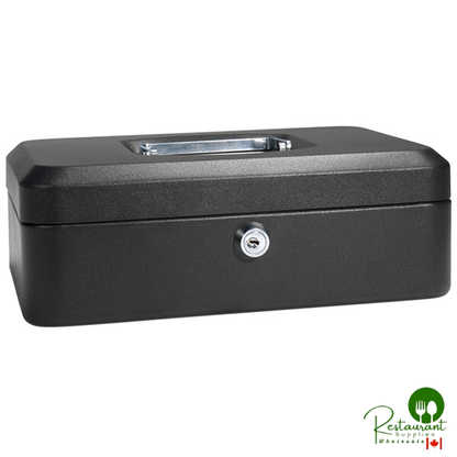 Barska CB11832 10" x 7 1/8" x 3 9/16" Medium Black Steel Cash Box with Key Lock and Handle