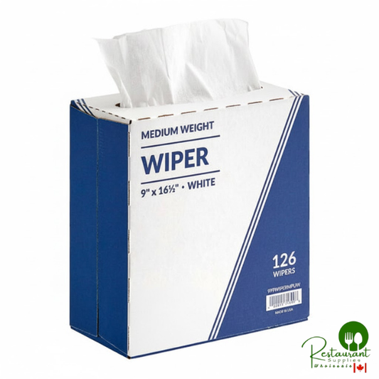 9" x 16 1/2" White Medium Weight Industrial Wiper with Pop-Up Box By Prime - 1,260/Case