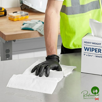 9" x 16 1/2" White Heavy Weight Industrial Wiper with Pop-Up Box By Prime - 400/Case