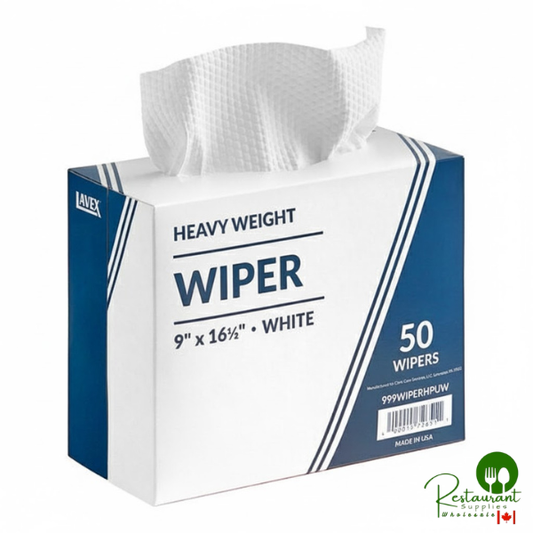 9" x 16 1/2" White Heavy Weight Industrial Wiper with Pop-Up Box By Prime - 400/Case