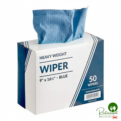 9" x 16 1/2" Blue Heavy Weight Industrial Wiper with Pop-Up Box By Prime - 400/Case