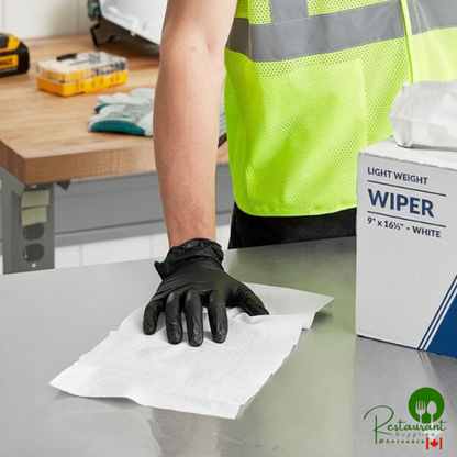 9" x 16 1/2" White Light Weight Industrial Wiper with Pop-Up Box By Prime - 900/Case