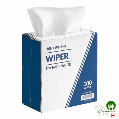 9" x 16 1/2" White Light Weight Industrial Wiper with Pop-Up Box By Prime - 900/Case