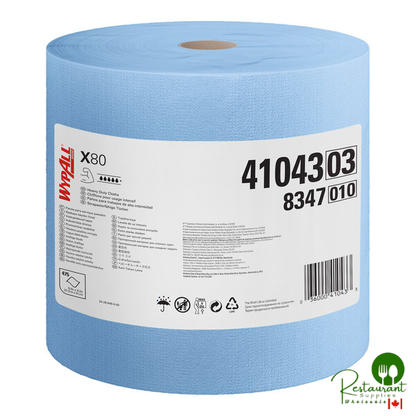 WypAll® 41043 X80 12 1/4" x 12 1/2" Blue Heavy-Duty Wiper - 475/Roll