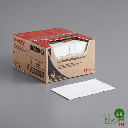 WypAll® X80 12 3/8" x 23 3/8" White Ultra-Duty Foodservice Wiper with Antimicrobial Treatment - 150/Case