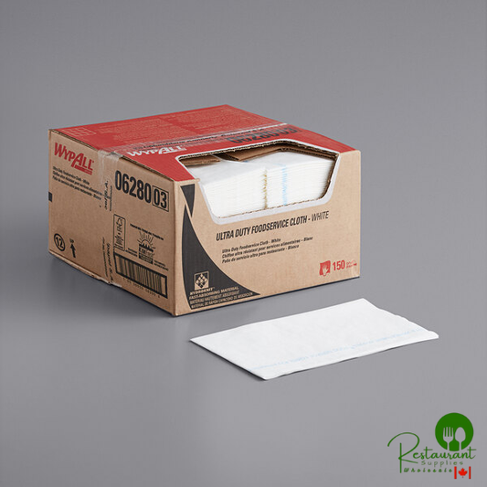 WypAll® X80 12 3/8" x 23 3/8" White Ultra-Duty Foodservice Wiper with Antimicrobial Treatment - 150/Case