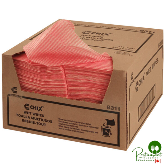 Chicopee 8311 Chix® 11 1/2" x 24" Pink Standard-Duty Foodservice Wet Wiper - 200/Case