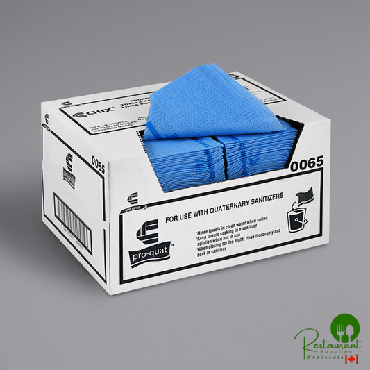 Chicopee 0065 Chix® Pro-Quat 13" x 21" Blue Medium-Duty Foodservice Towel - 150/Case