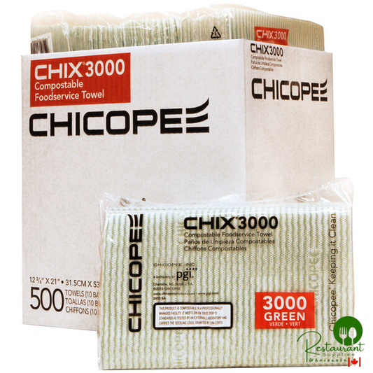 Chicopee 3000 Chix® 12 3/8" x 21" Green Standard-Duty Compostable Foodservice Towel - 500/Case