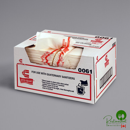 Chicopee 0061 Chix® Pro-Quat 13" x 21" White / Red Medium-Duty Foodservice Towel - 150/Case