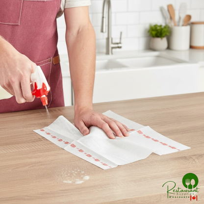 Tork 12" x 15" White and Red Striped Odor-Resistant Food Service Wiper W8 - 200/Case