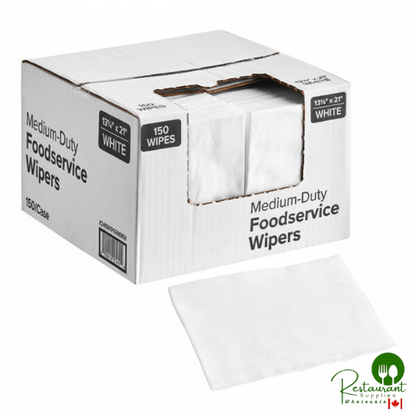 13 1/2" x 21" White Medium-Duty Foodservice Wiper By Prime - 150/Case
