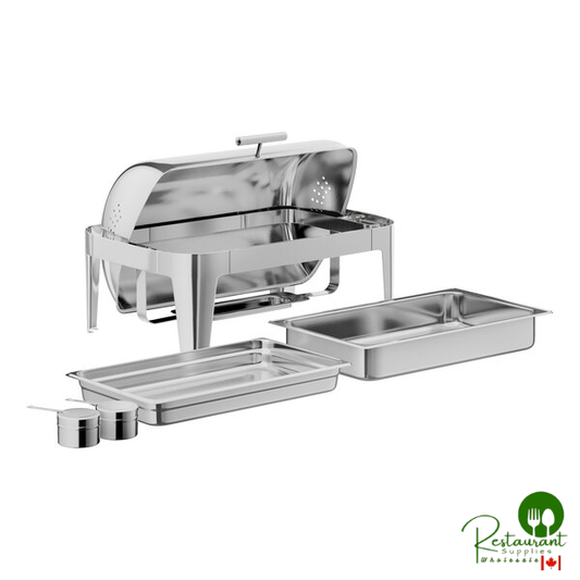 Acopa Supreme 8 Qt. Full Size Chrome Accent Roll Top Chafer