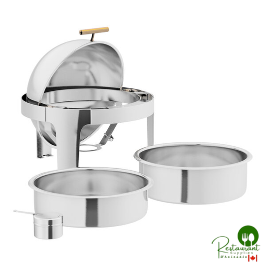 Acopa Supreme 6.5 Qt. Round Gold Accent Roll Top Chafer