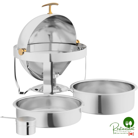 Acopa Supreme 4 Qt. Round Roll Top Gold Trim Chafer