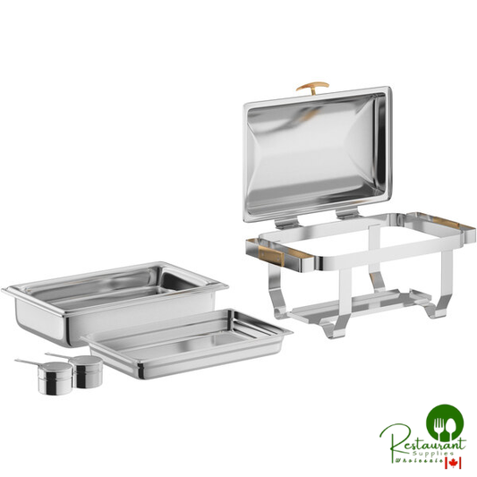 Acopa Supreme 9 Qt. Full Size Hinged Top Gold Accent Chafer