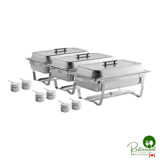 Economy 8 Qt. Full Size Stainless Steel Chafer with Folding Frame By Prime - 3/Case