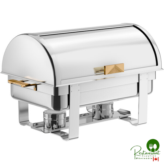 Prime Deluxe 8 Qt. Full Size Gold Accent Roll Top Chafer