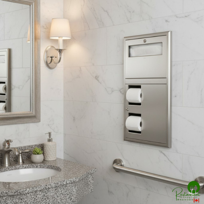 Bobrick B-34745 Recessed Toilet Seat-Cover and Toilet Tissue Dispenser - 17 3/16" x 3 15/16" x 30 5/8"