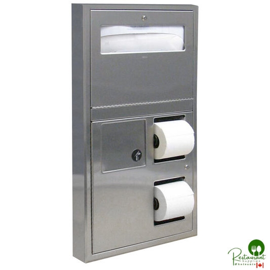 Bobrick B-3579 ClassicSeries Surface Mounted Seat Cover Dispenser with Sanitary Napkin Disposal and Toilet Tissue Dispenser