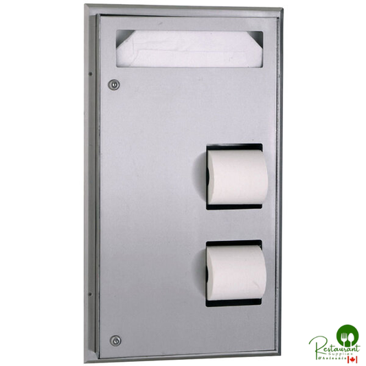 Bobrick B-347 ClassicSeries Partition Mounted Seat Cover Dispenser and Toilet Tissue Dispenser