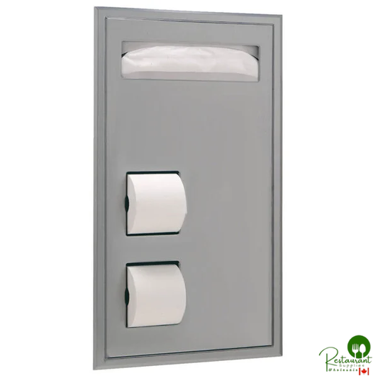 Bobrick B-3471 ClassicSeries Partition Mounted Seat Cover Dispenser and Toilet Tissue Dispenser with Clearance for Grab Bar