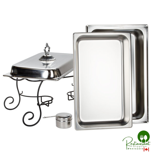 8 Qt. Full Size Chafer with Black Wrought Iron Stand and Classic Lid Handle By Prime