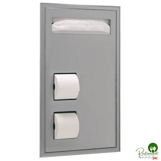 Bobrick B-34715 Partition Mounted Toilet Seat-Cover and Toilet Tissue Dispenser - 17 3/16" x 4 5/16" x 30 5/8"