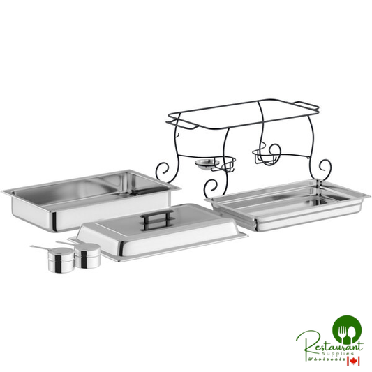 8 Qt. Full Size Chafer with Black Wrought Iron Stand and Black Plastic Lid Handle By Prime