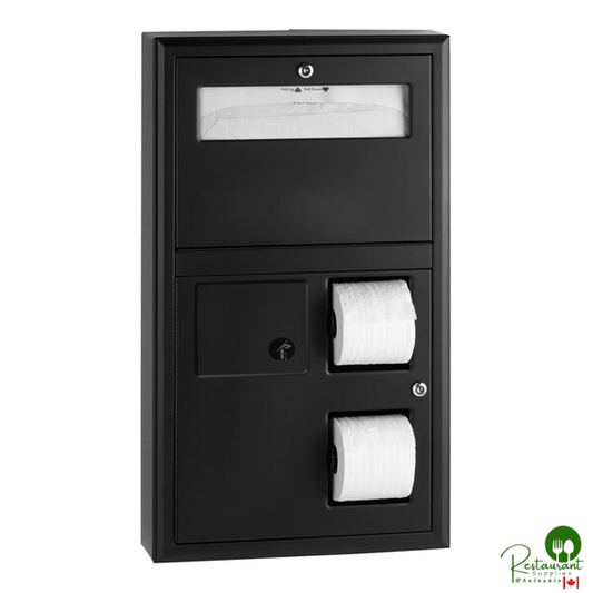 Bobrick B-3579.MBLK ClassicSeries Matte Black Surface Mounted Seat Cover Dispenser with Sanitary Napkin Disposal and Toilet Tissue Dispenser