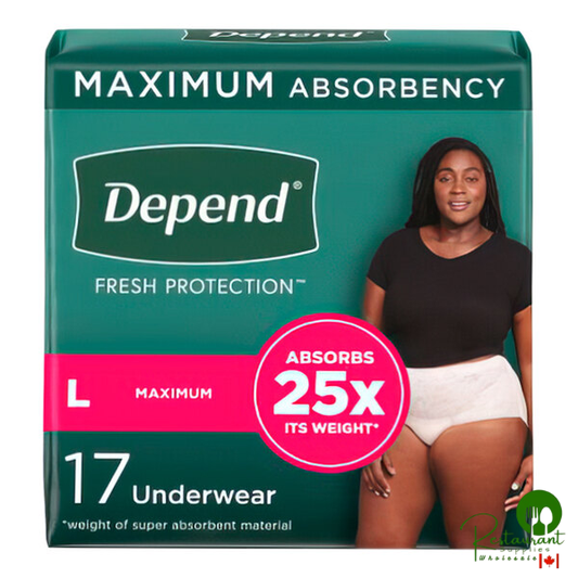 Depend Fresh Protection Women's Disposable Adult Underwear with Maximum Absorbency for Incontinence and Postpartum Bladder Leaks - L - 34/Case