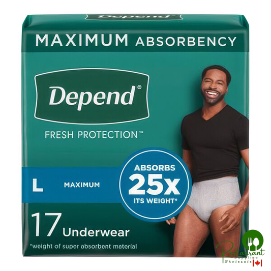 Depend Fresh Protection Men's Disposable Adult Underwear with Maximum Absorbency for Incontinence and Heavy Bladder Leaks - L - 34/Case