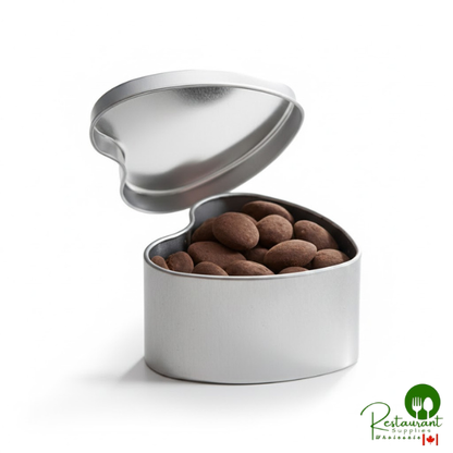 3 1/8" x 2 15/16" x 1 9/16" Silver Heart-Shaped Tin - 120/Case