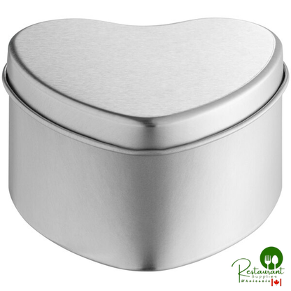 3 1/8" x 2 15/16" x 1 9/16" Silver Heart-Shaped Tin - 120/Case