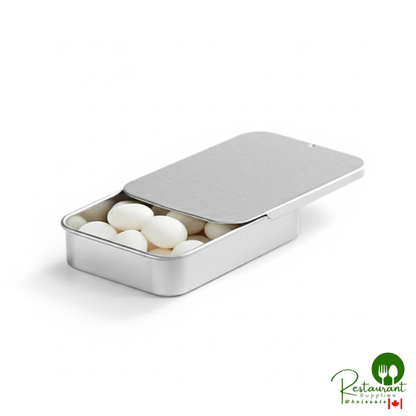 3 11/16" x 2 1/2" x 11/16" Silver Tin with Slide Top - 192/Case