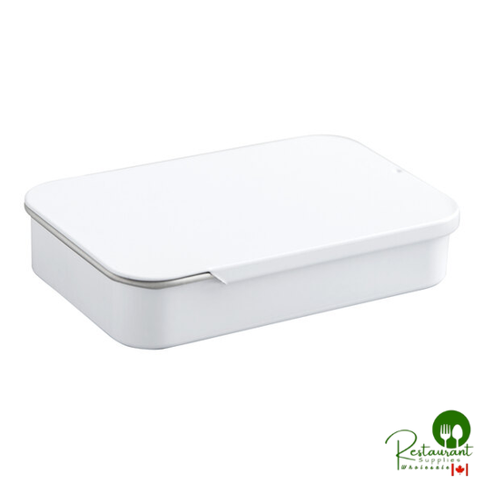 3 11/16" x 2 1/2" x 11/16" White Tin with Slide Top - 192/Case