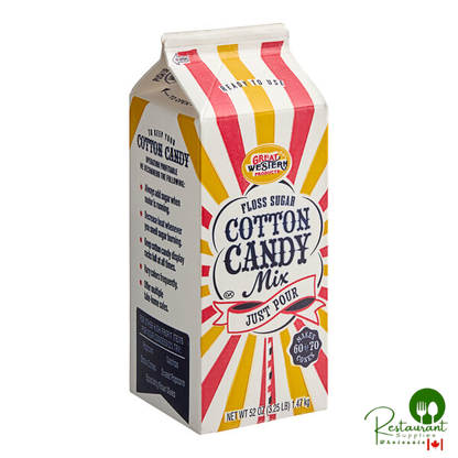 Great Western 1/2 Gallon Carton Pink Bubble Gum Cotton Candy Floss Sugar - 6/Case