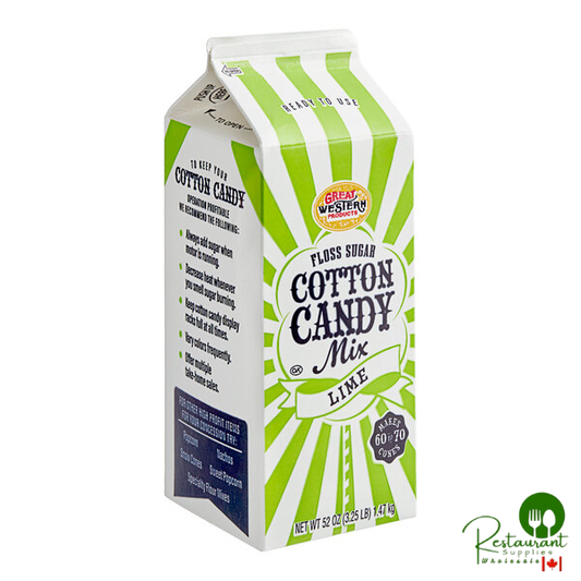 Great Western 1/2 Gallon Carton Green Lime Cotton Candy Floss Sugar - 6/Case