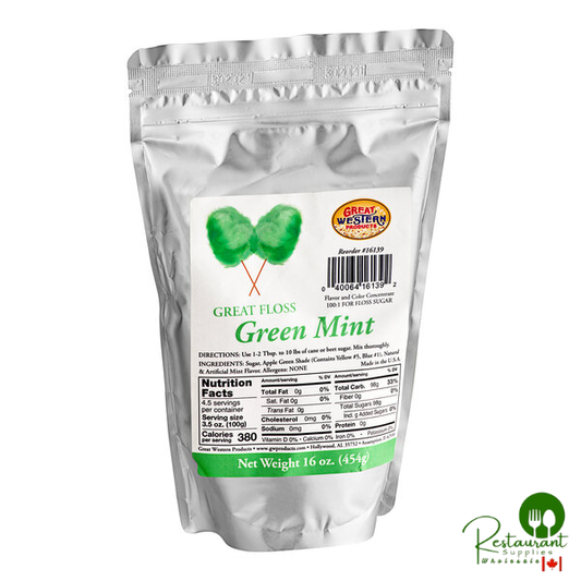 Great Western Great Floss 1 lb. Container Mint Green Cotton Candy Concentrate Sugar - 12/Case