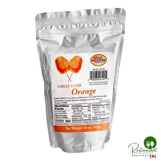 Great Western Great Floss 1 lb. Container Orange Cotton Candy Concentrate Sugar - 12/Case