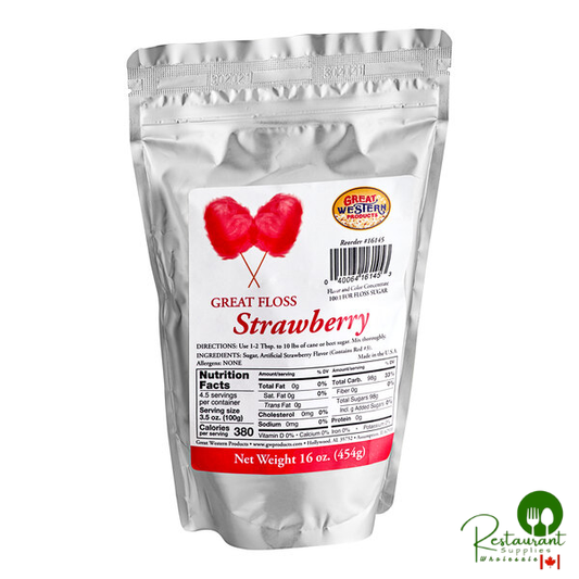 Great Western Great Floss 1 lb. Container Pink Strawberry Cotton Candy Concentrate Sugar - 12/Case
