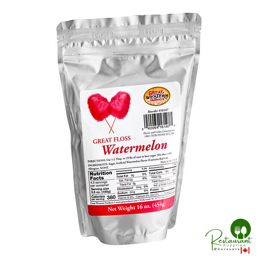 Great Western Great Floss 1 lb. Container Pink Watermelon Cotton Candy Concentrate Sugar - 12/Case