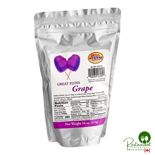 Great Western Great Floss 1 lb. Container Purple Grape Cotton Candy Concentrate Sugar - 12/Case