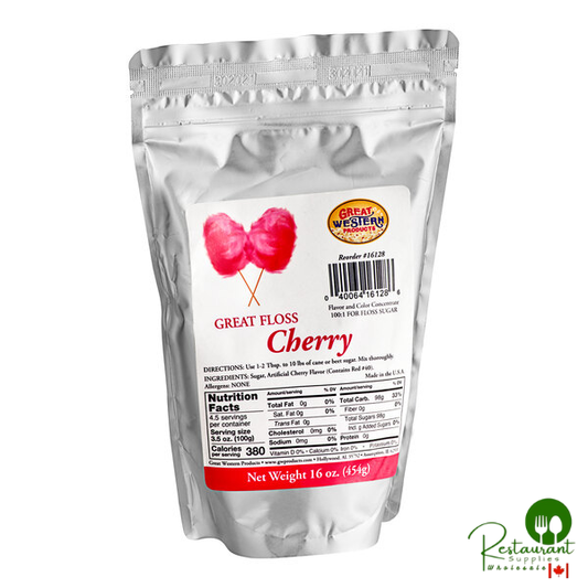 Great Western Great Floss 1 lb. Container Red Cherry Cotton Candy Concentrate Sugar - 12/Case