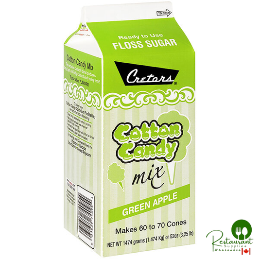 Cretors 1/2 Gallon Carton Green Apple Cotton Candy Floss Sugar - 6/Case
